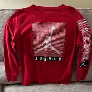 Jordan Kids Red Long Sleeve Tee with Logo, NWOT